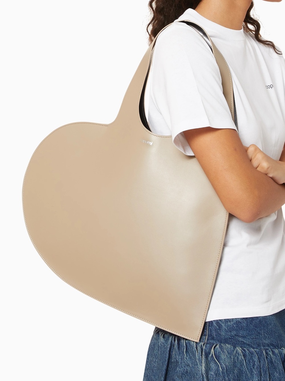 Coperni Heart Tote in Beige